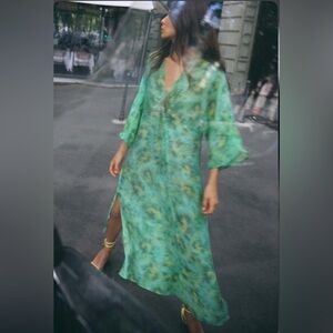 NWT Zara Printed Beaded Dress Size SMALL